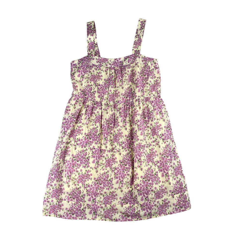 Heartloom Purple Floral Cotton Tiered Mini Dress Womens Small Sleeveless